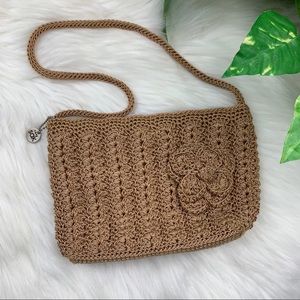 The Sak Tan Boho Handbag Clutch Mini Woven Purse Beach Crochet Cottage Core!